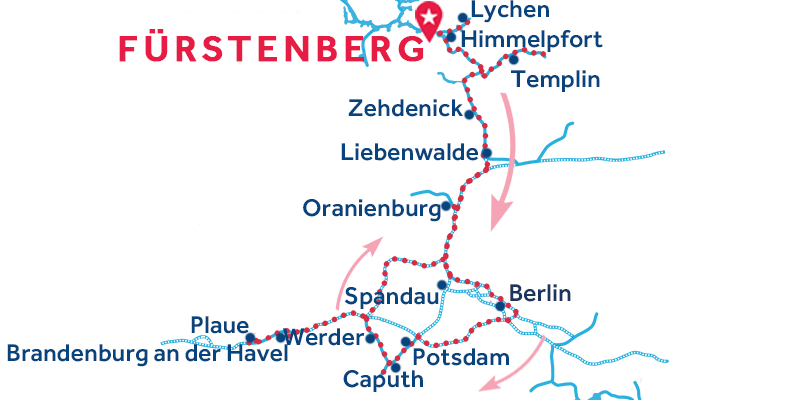 Fürstenberg ANDATA E RITORNO via Berlino, Potsdam e Plaue mappa
