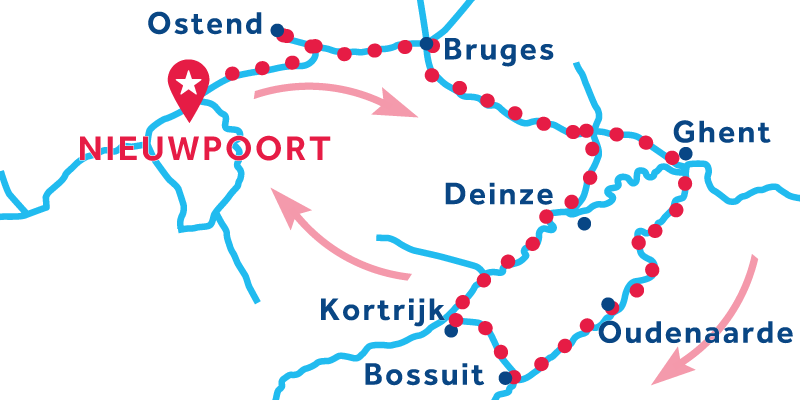 Nieuwpoort ANDATA E RITORNO via Bruges, Gand, Courtrai e Oudenaarde