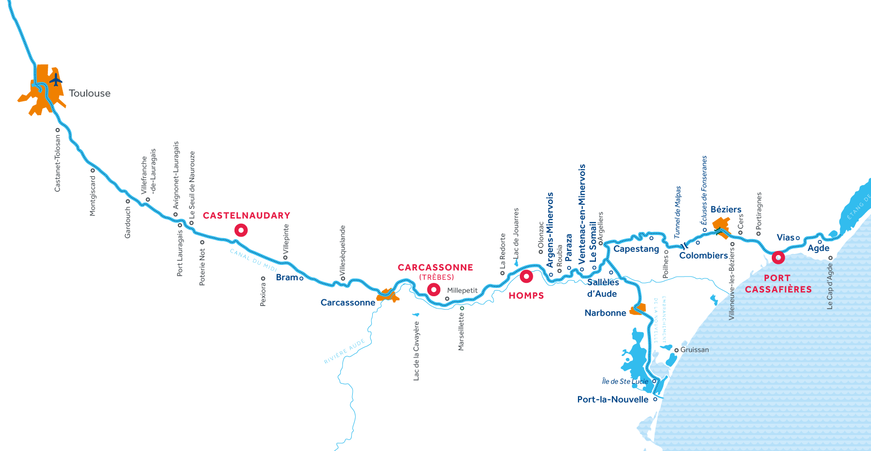Mappa del Canal du Midi