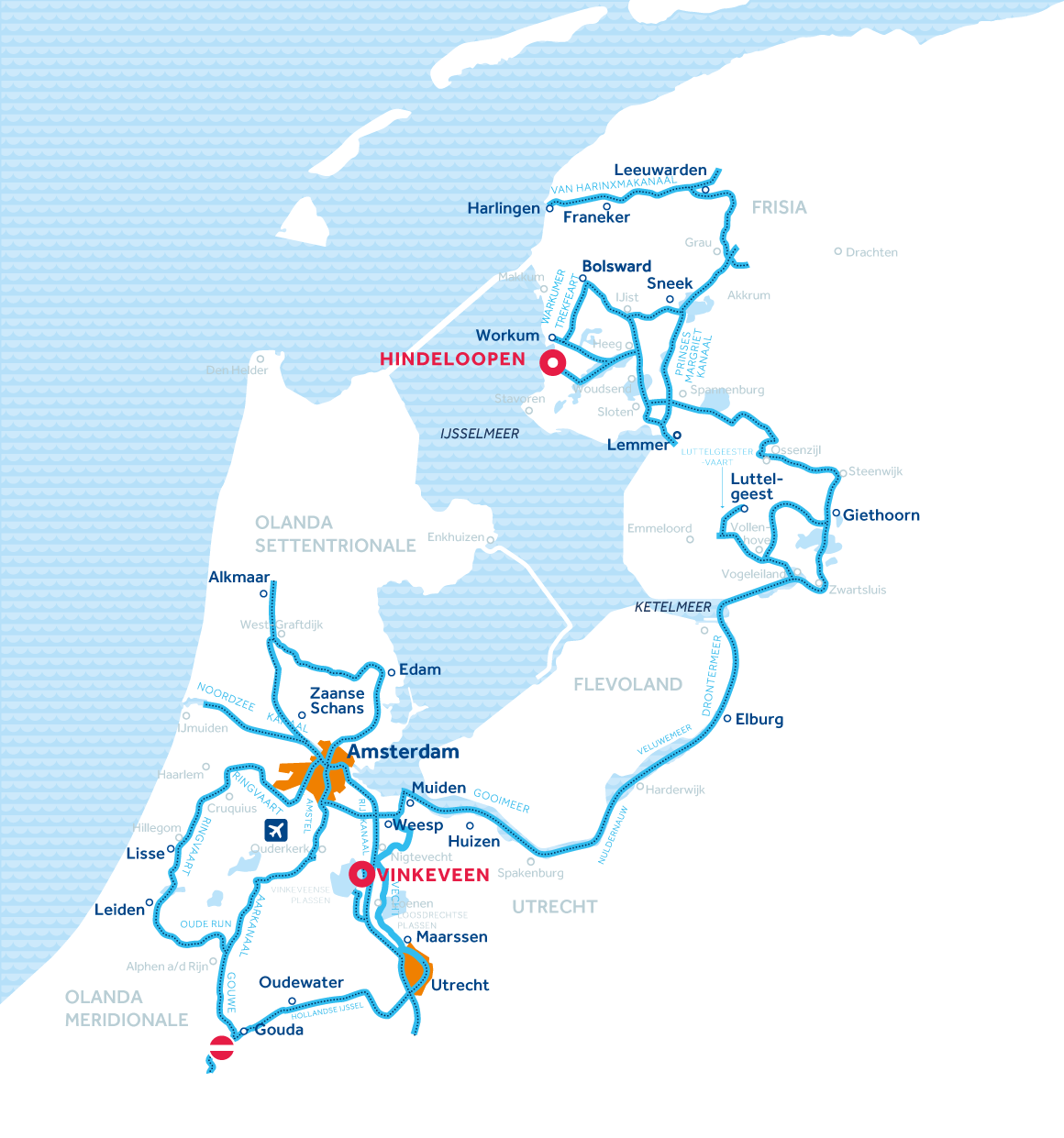 Mappa: Olanda, Amsterdam e Frisia