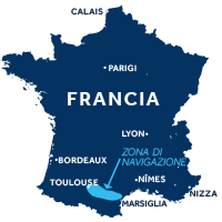 Mappa zona di navigazione Canal du Midi Francia