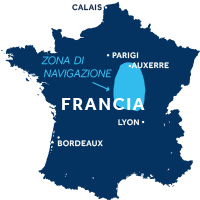 Mappa della zona di navigazione della valle della Loira e Nivernais in Francia