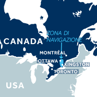 Mappa della zona di navigazione del Canale Rideau in Canada